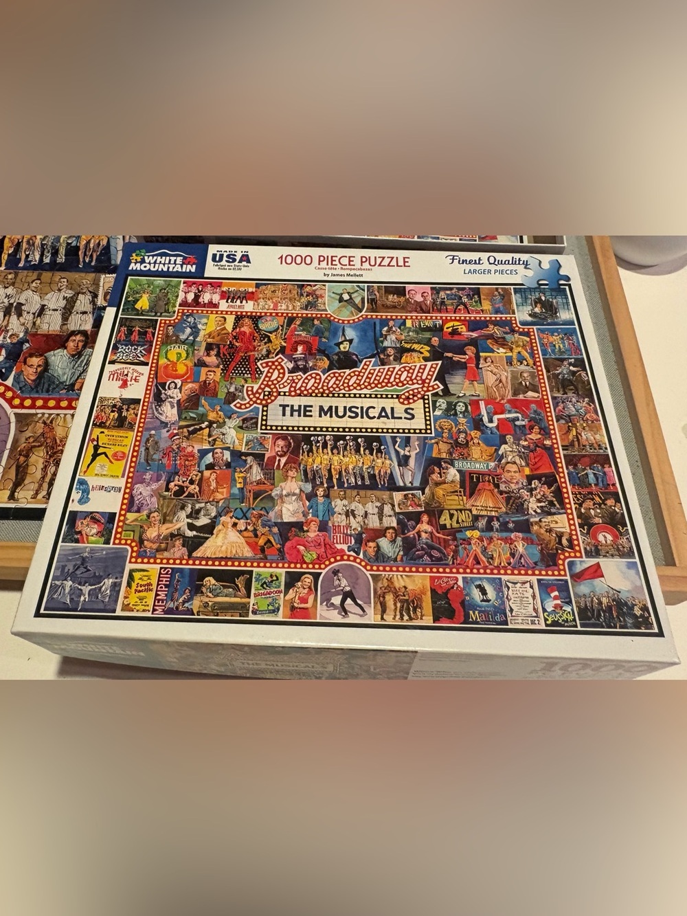 White Mountain Broadway The Musicals Puzzle - Red, Blue, Yellow Collage